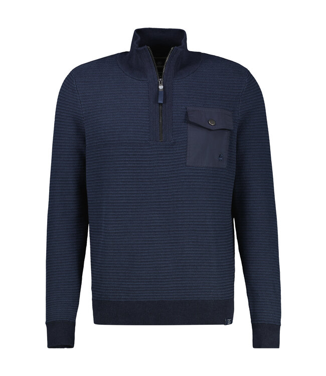 Lerros Heren gebreide met borstzakje troyerkraag