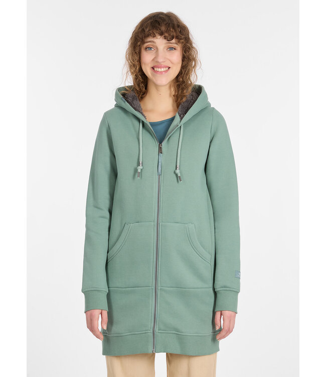 Ragwear The First Vegan Streetwear Danes lange vest met capuchon parmese DUSTY GREEN