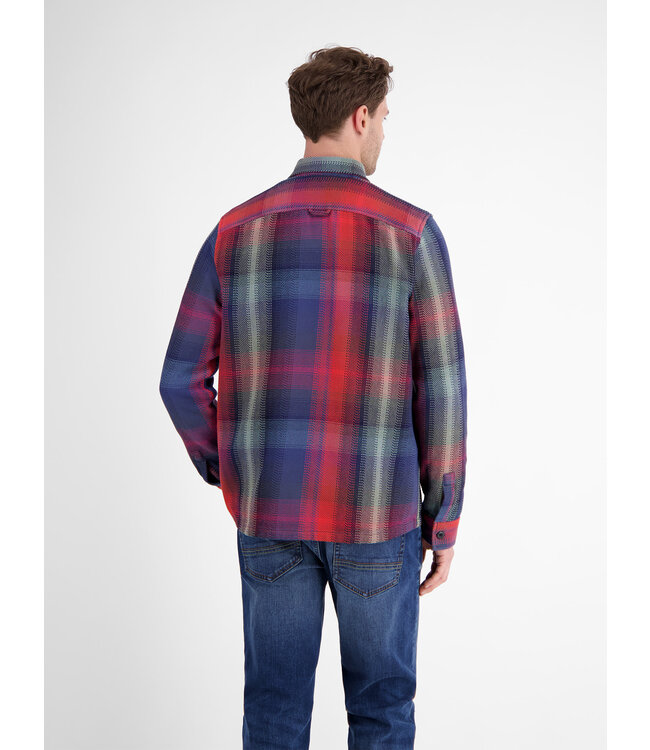 Lerros Heren blouse classic navy & red geblokt