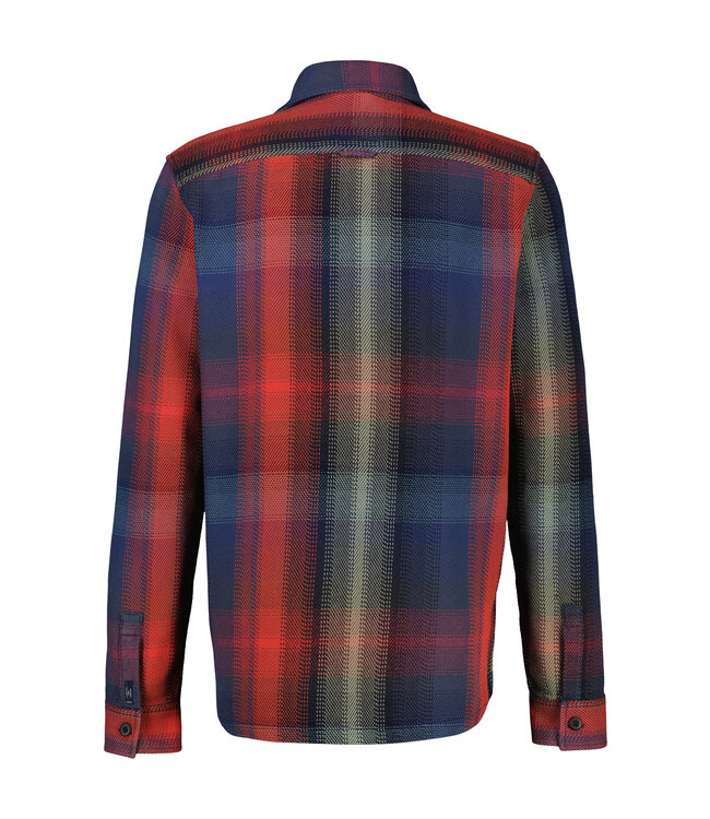 Lerros Heren blouse classic navy & red geblokt