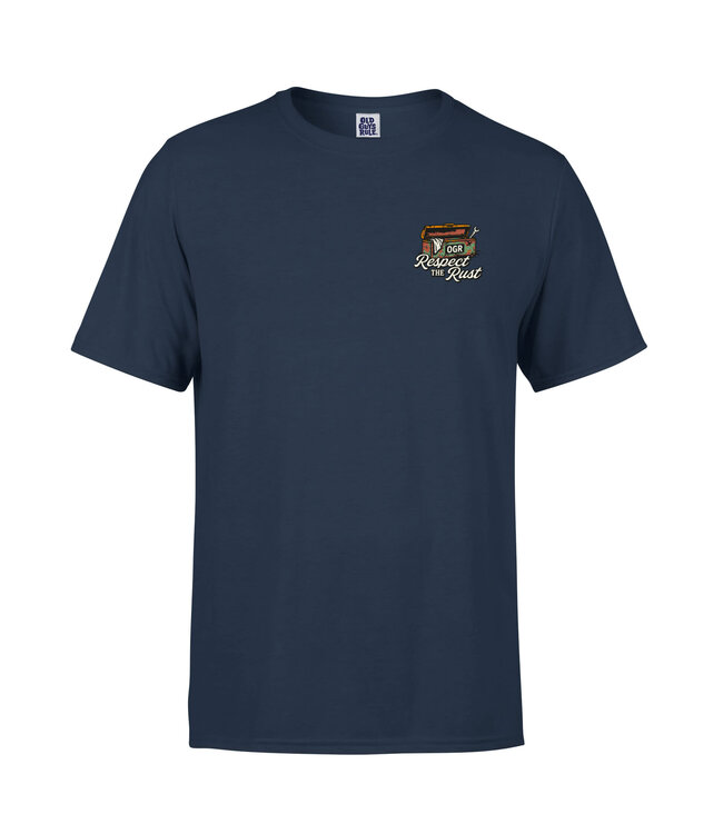 Old Guys Rule t-shirts RESPECT THE RUST blue dusk
