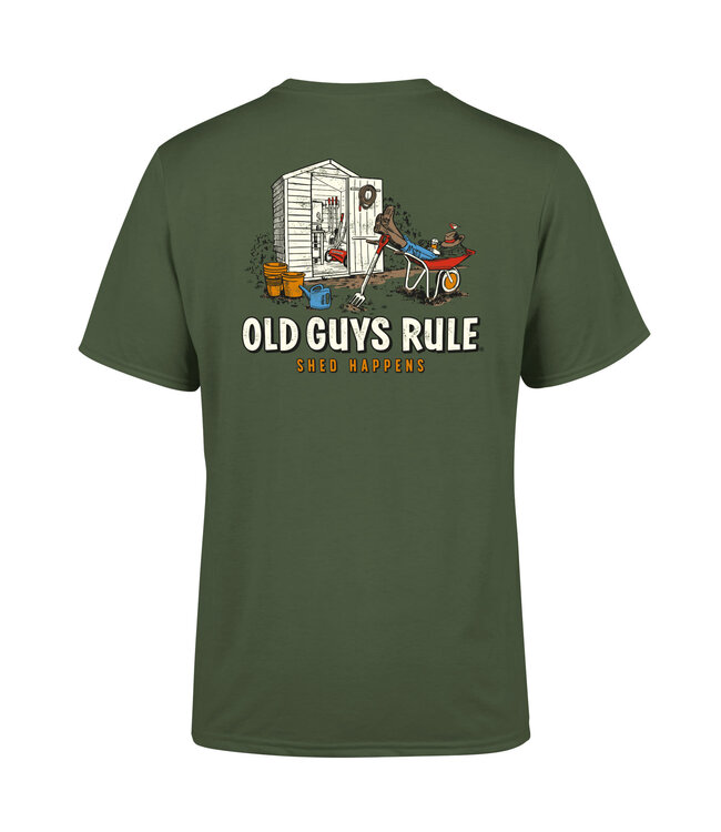 Old Guys Rule t-shirt SHED HAPPENS III military green
