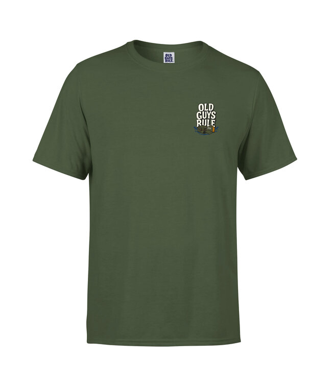 Old Guys Rule  t-shirt HOOKED FOR LIFE military green