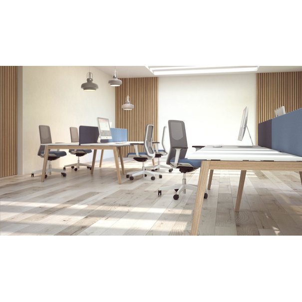 RMOffice RMOffice Wood Collection Schreibtisch | Massivholz-Gestell | Melamin-Tischplatte
