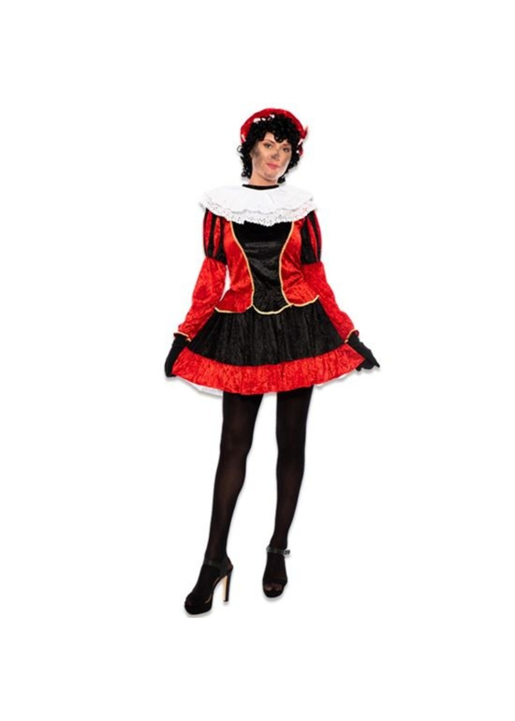 Feestkleding Breda Pieten jurk rood / zwart met petticoat