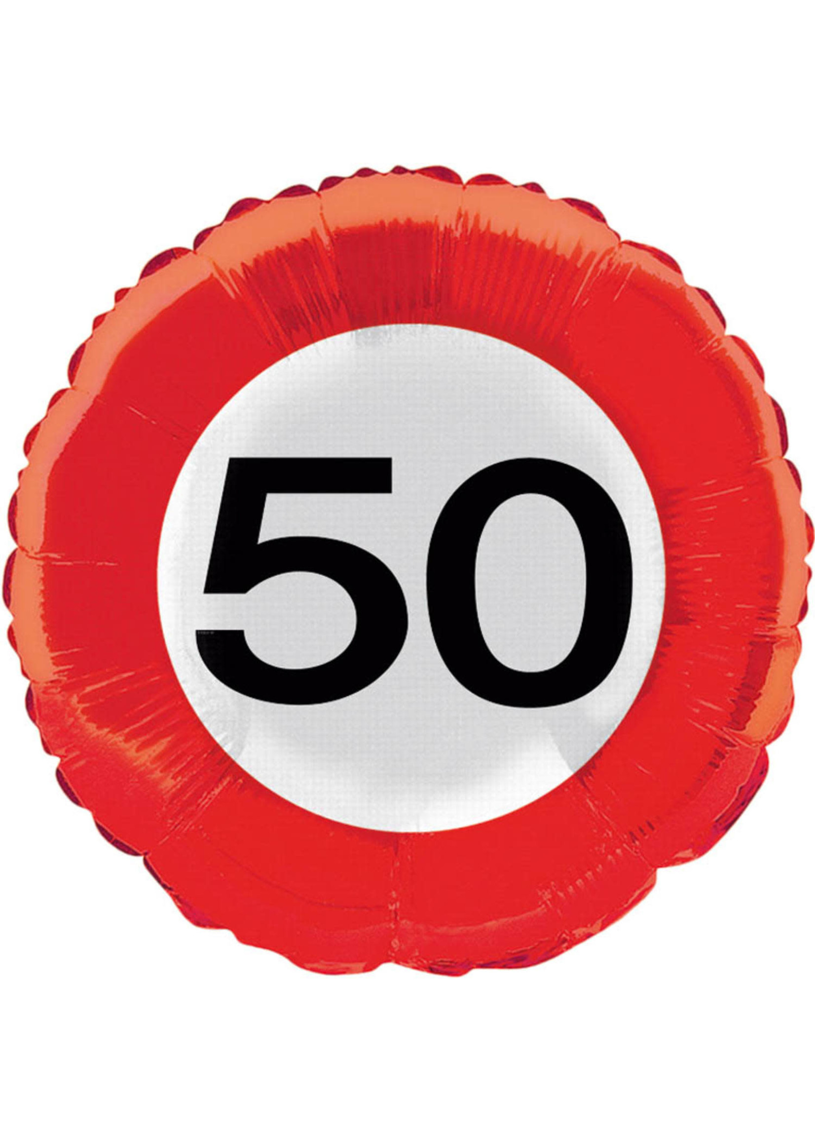 Feestkleding Breda 50 jaar verkeersbord folieballon - 45 cm