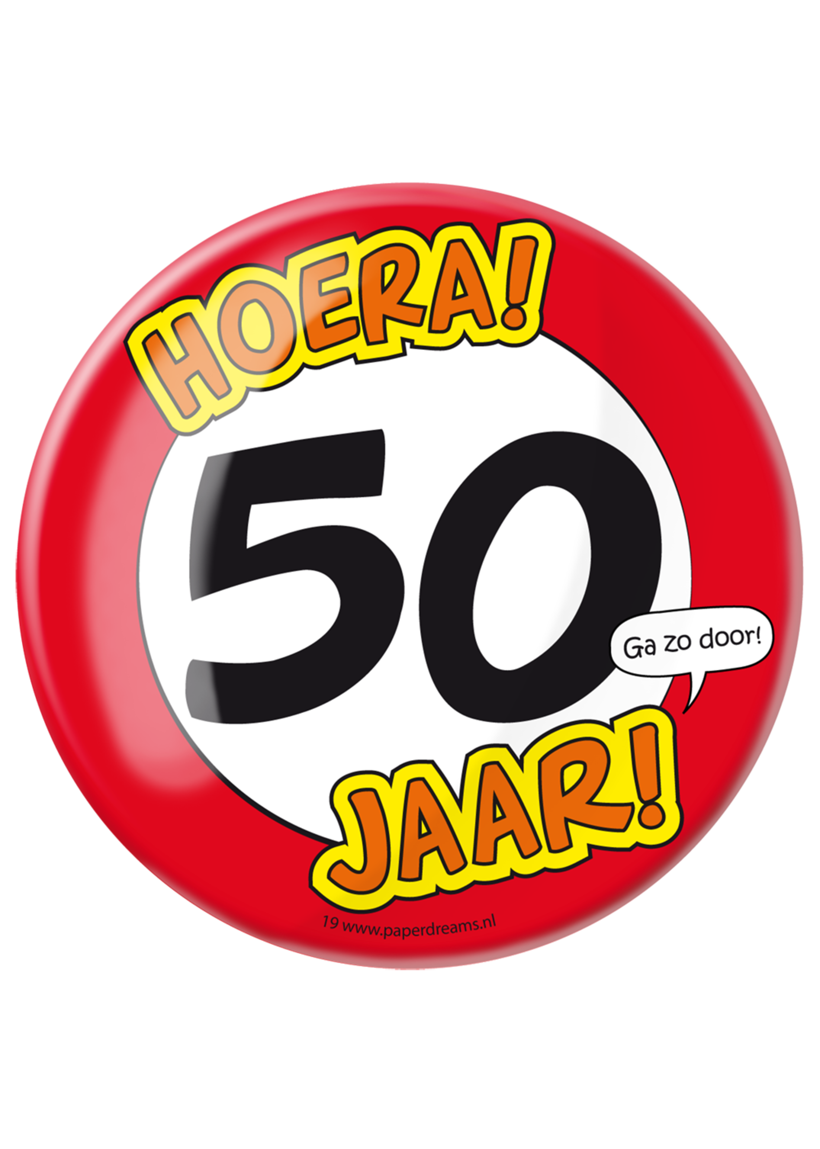 Button Hoera 50 jaar XL