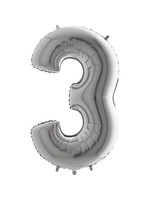 Sempertex Folie ballon cijfer 3 zilver 86 cm