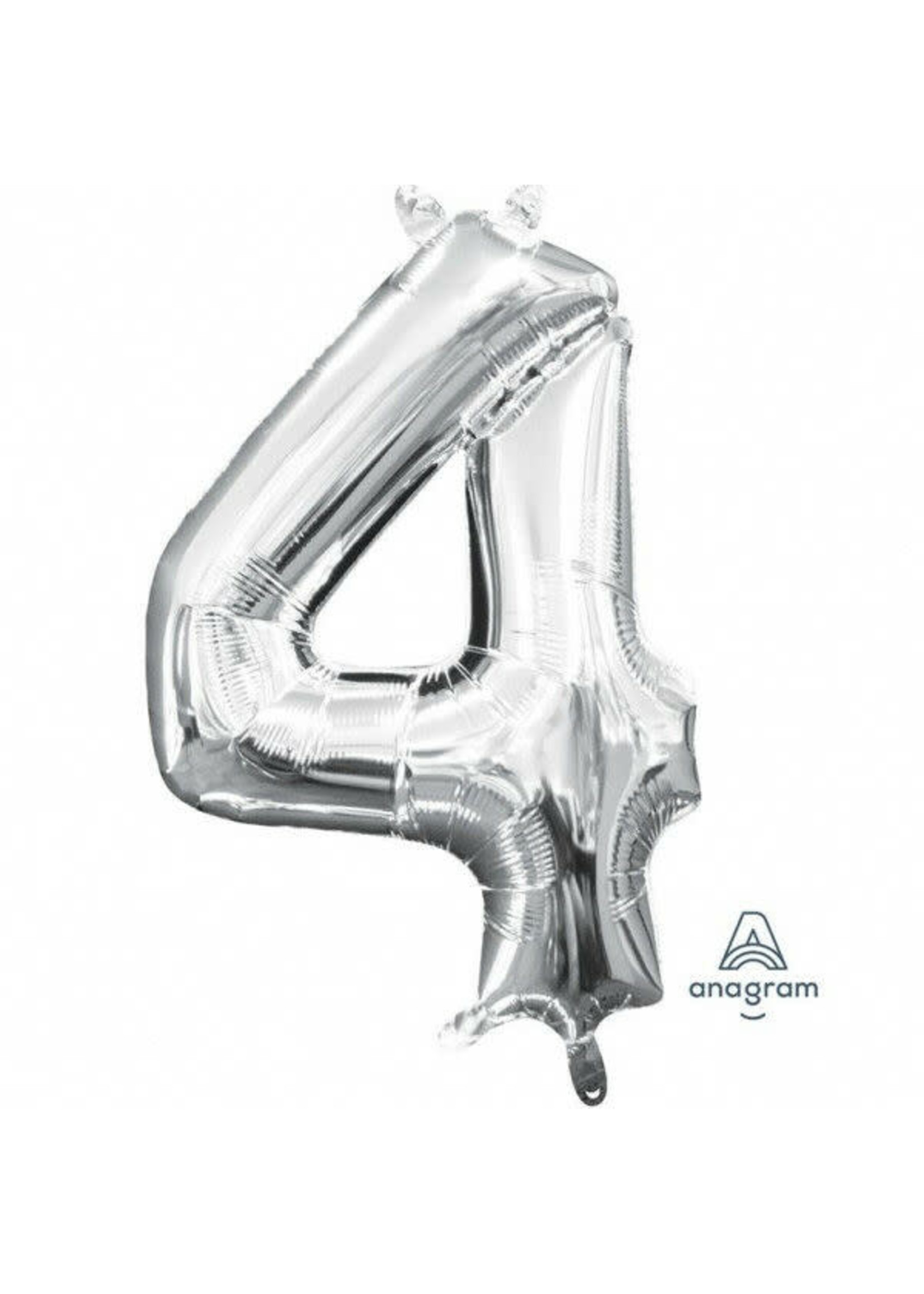 Sempertex Folie ballon cijfer 4 zilver  91 cm