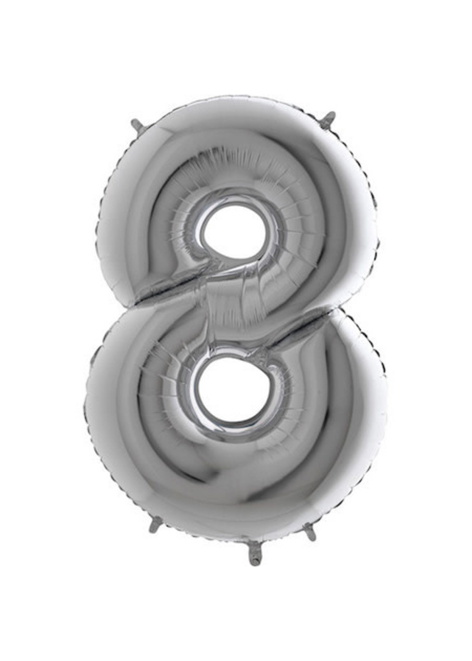 Feestkleding Breda Folie ballon cijfer 8 zilver 102 cm