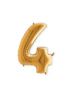 Feestkleding Breda Folieballon cijfer '4' goud (102 cm)