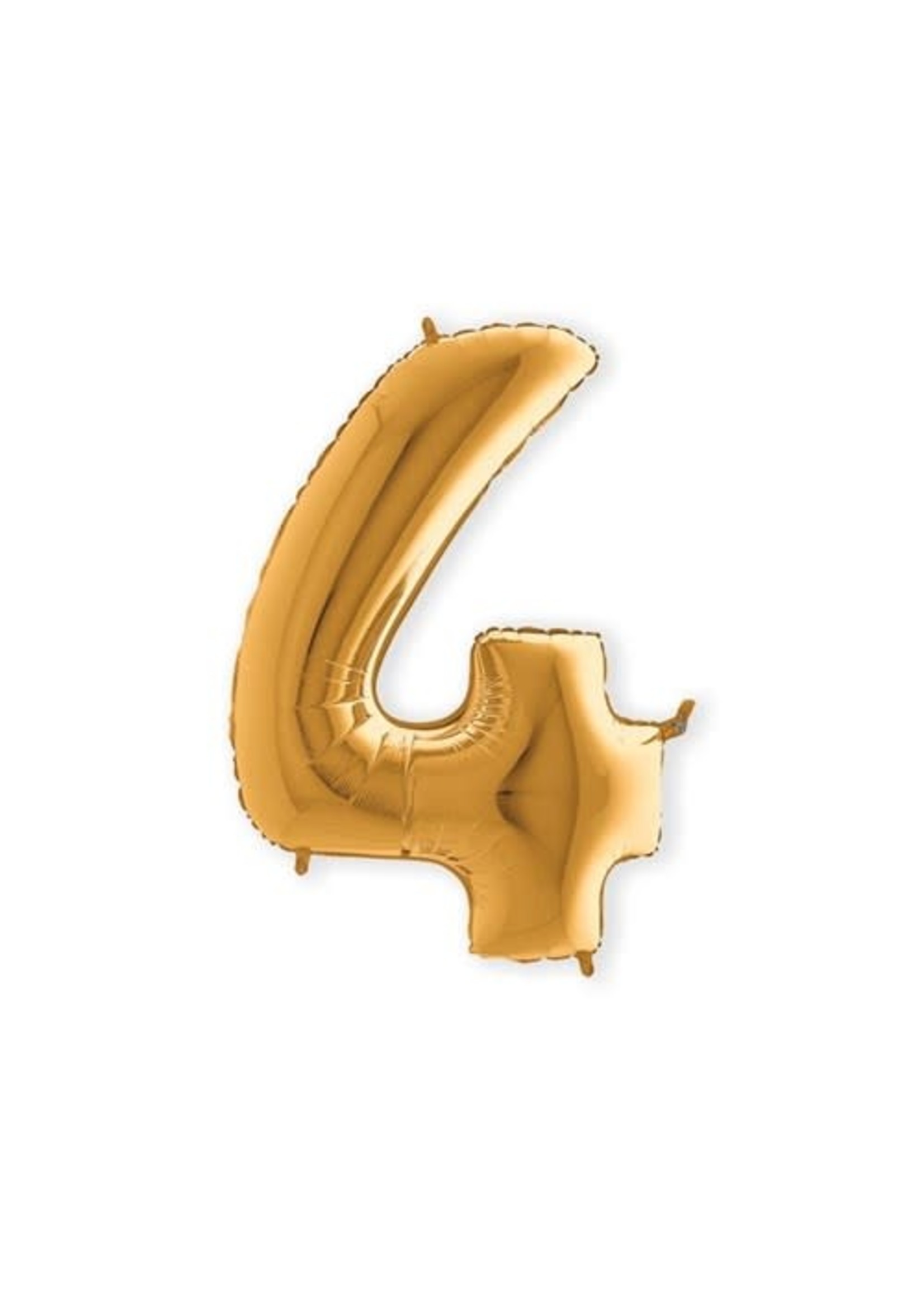 Feestkleding Breda Folieballon cijfer '4' goud (102 cm)