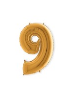 Feestkleding Breda Folie ballon cijfer 9 goud 102 cm