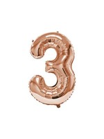 Feestkleding Breda Folie ballon cijfer 3 rose gold 92 cm