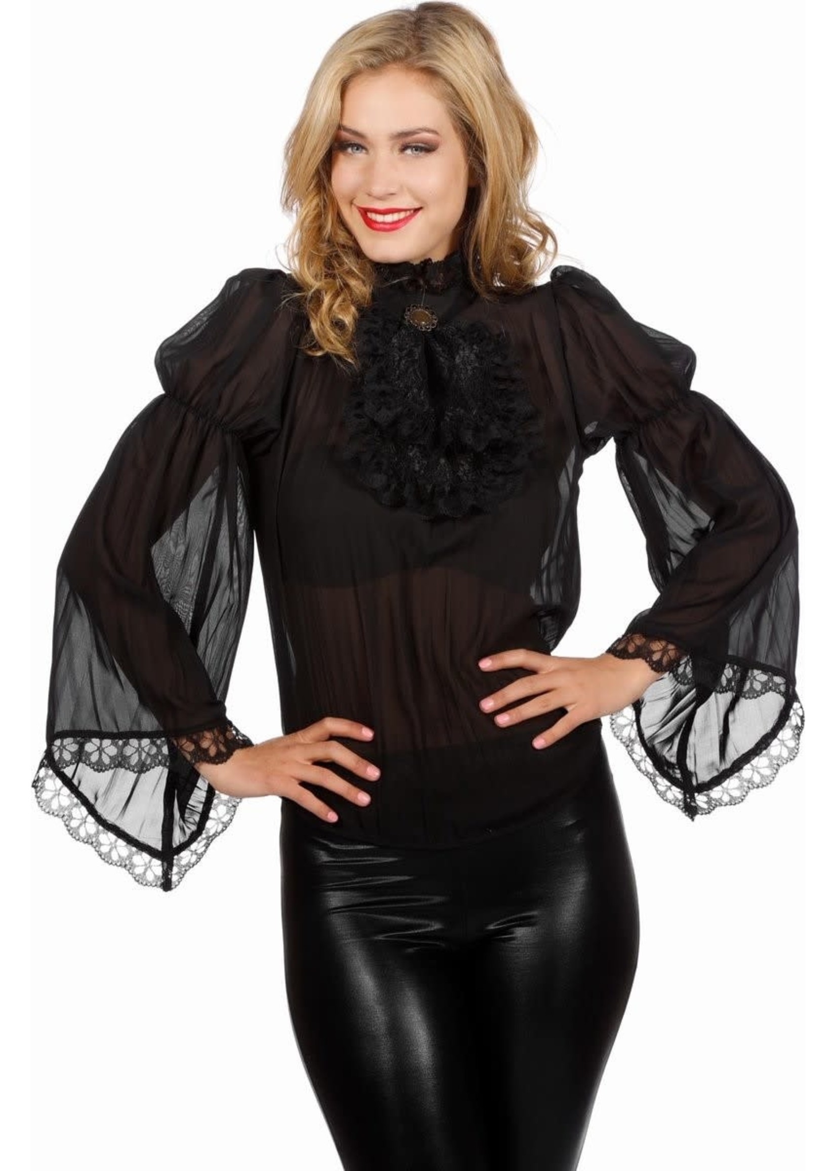 Feestkleding Breda Piraten/gothic dames blouse zwart