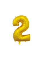 We Fiesta Party Folieballon cijfer 2 goud 66 cm
