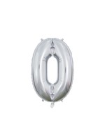 We fiesta party Folie ballon cijfer 0 zilver 66 cm