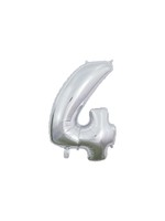 We fiesta party Folie ballon cijfer 4 zilver 66 cm