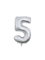 We Fiesta Party Folie ballon cijfer 5 zilver 66 cm