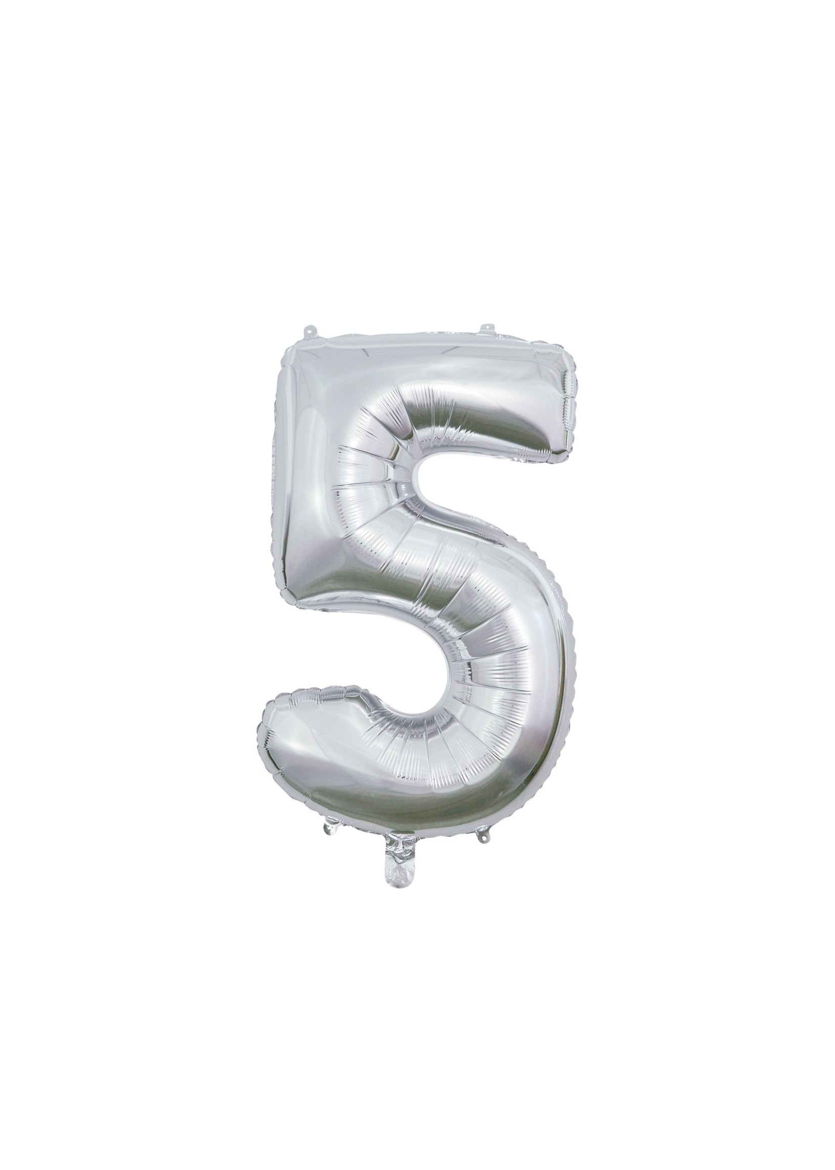 We Fiesta Party Folie ballon cijfer 5 zilver 66 cm