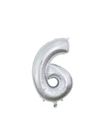 We fiesta party Folie ballon cijfer 6 zilver 66 cm