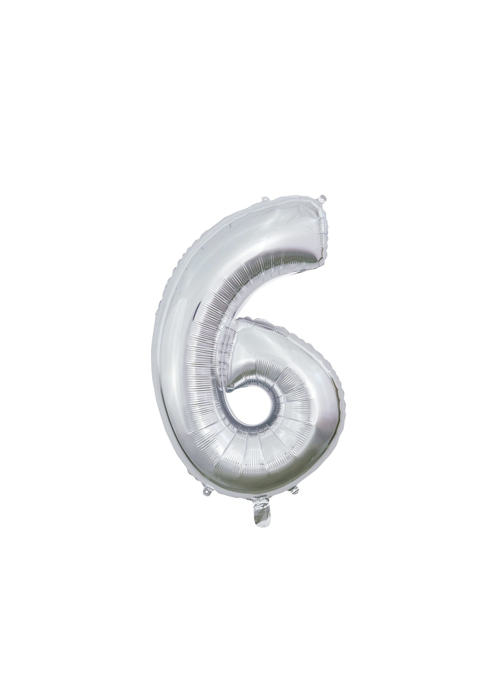 We Fiesta Party Folie ballon cijfer 6 zilver 66 cm