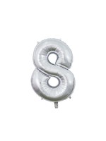 We fiesta party Folie ballon cijfer 8 zilver 66 cm