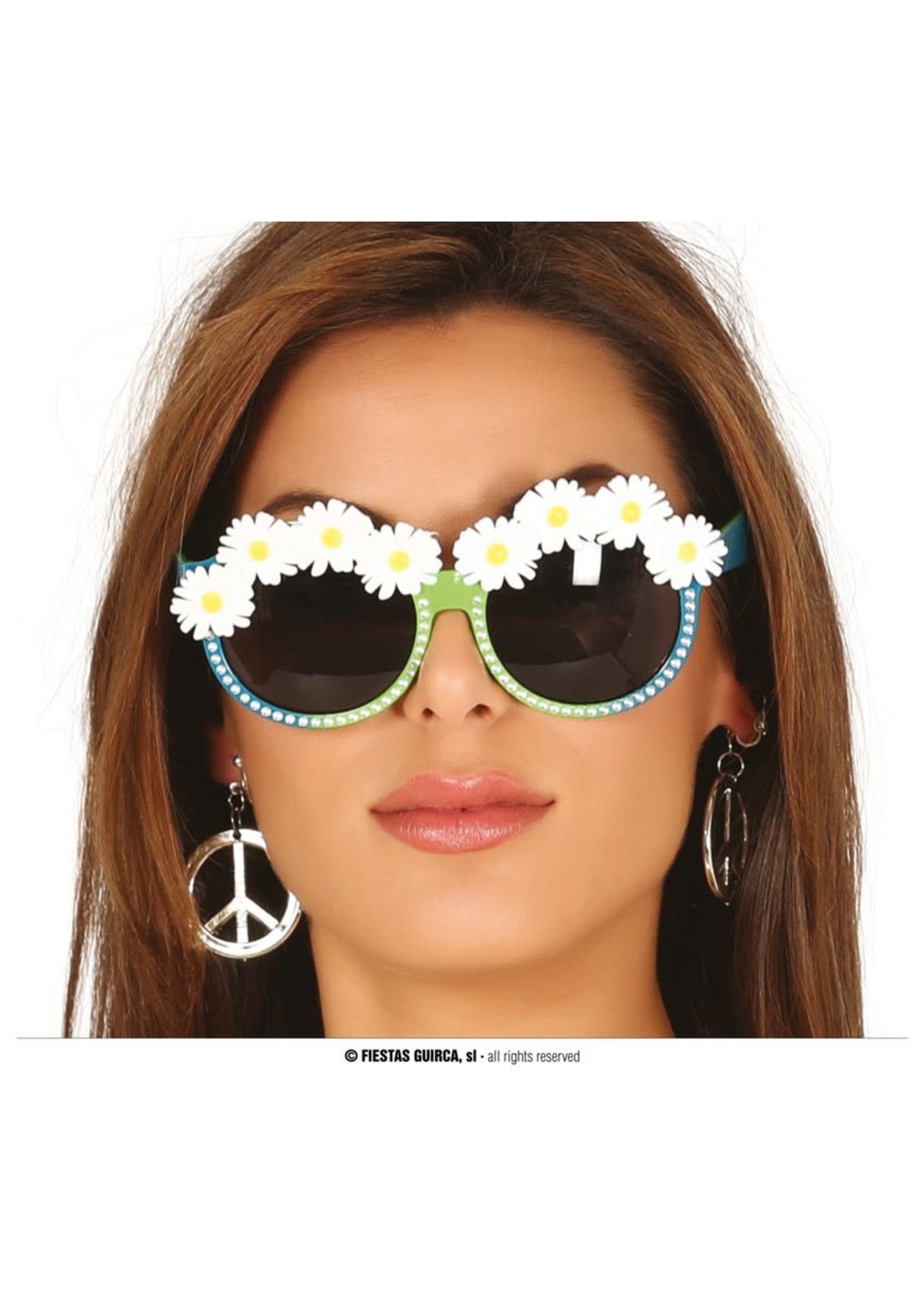 Fiestas Guirca Bril hippie met bloemen