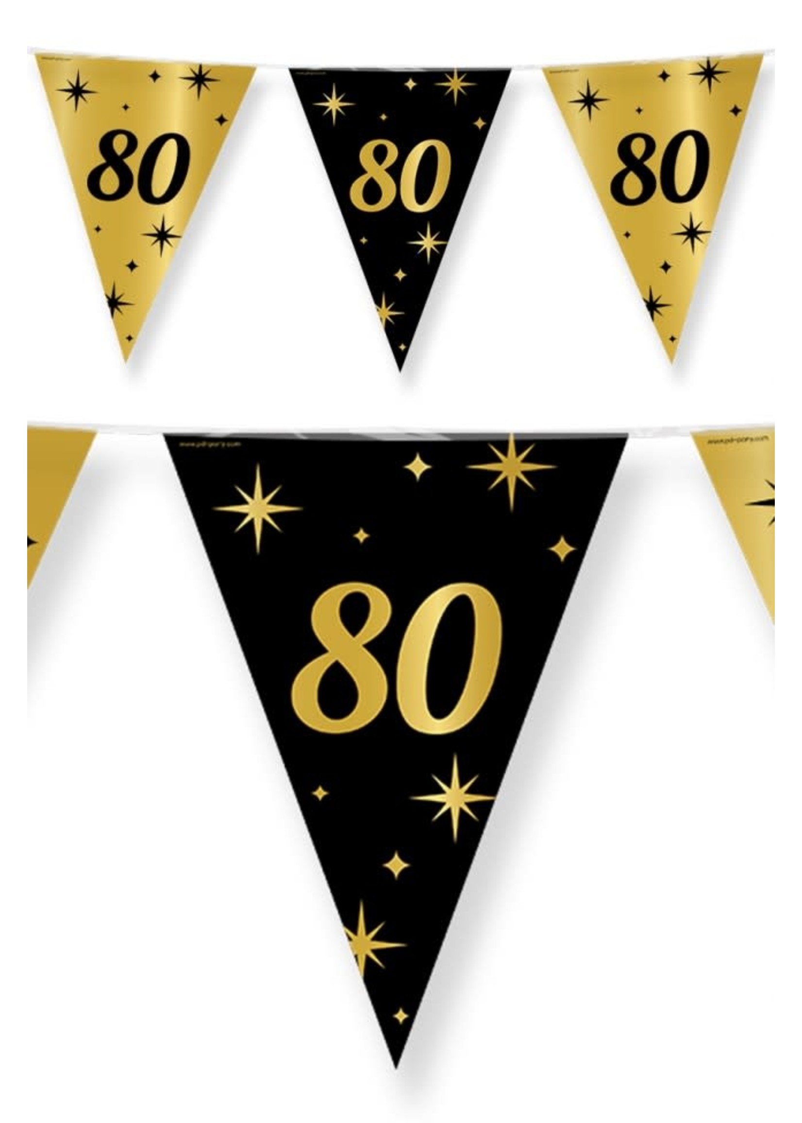 PartyXplosion Vlaggenlijn 80 jaar zwart/goud 10m