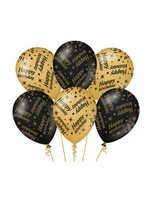 Feestkleding Breda Ballonnen Happy birthday zwart/goud