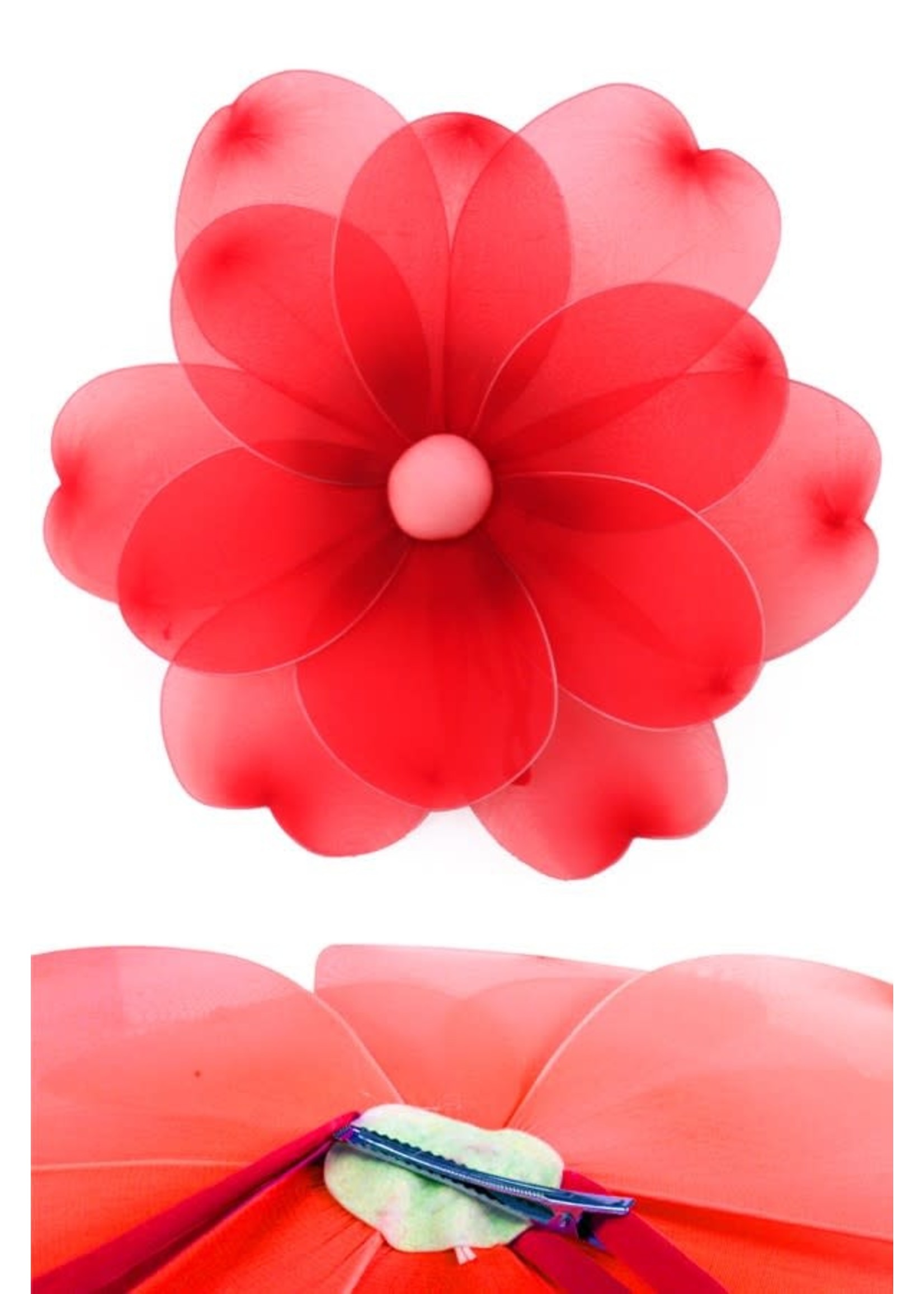 Bloem met clip rood 55 cm.