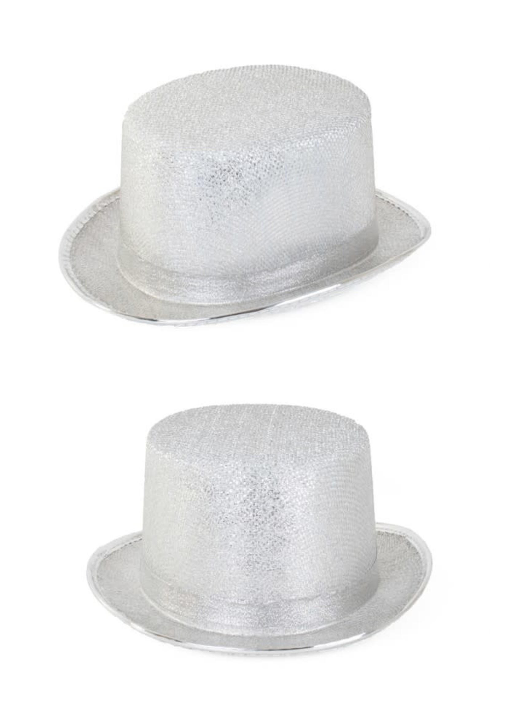 Feestkleding Breda Hoge hoed glitter zilver
