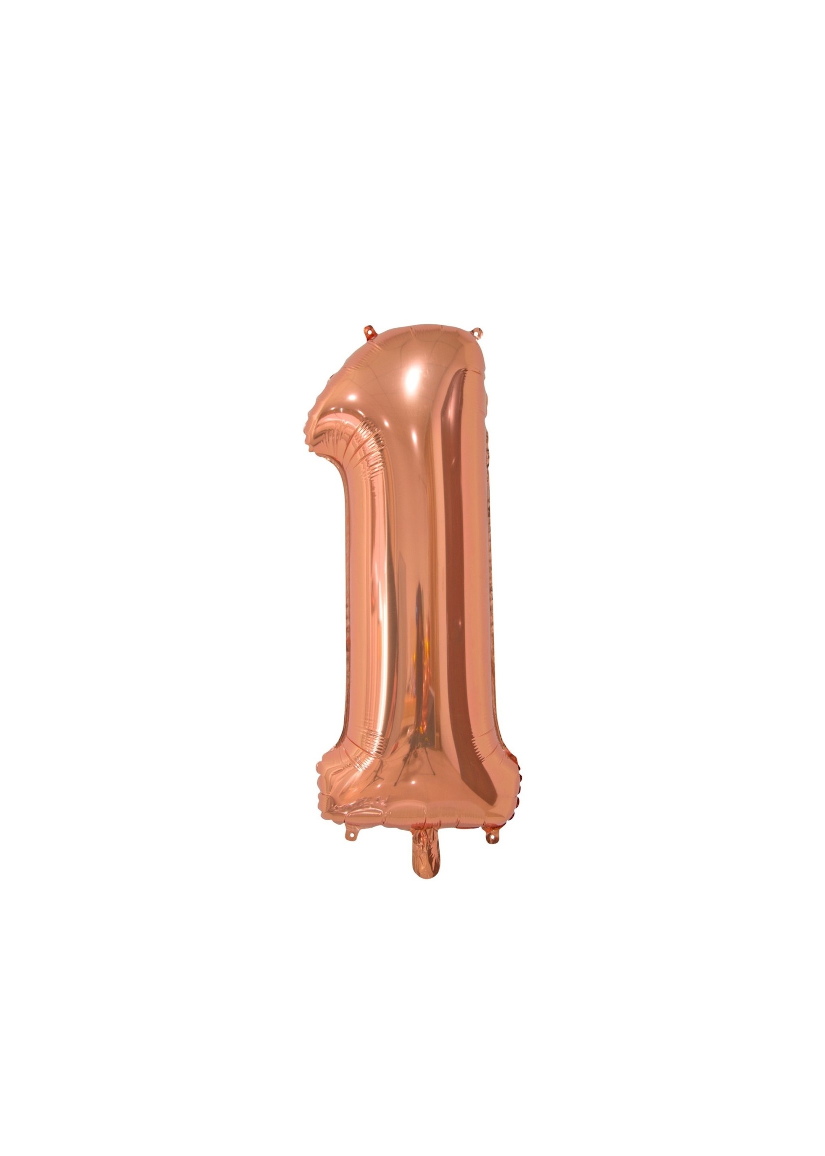 Feestkleding Breda Folie ballon cijfer 1 rose gold 66 cm