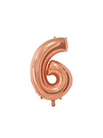 We Fiesta Party Folie ballon cijfer 6 rose gold 66 cm