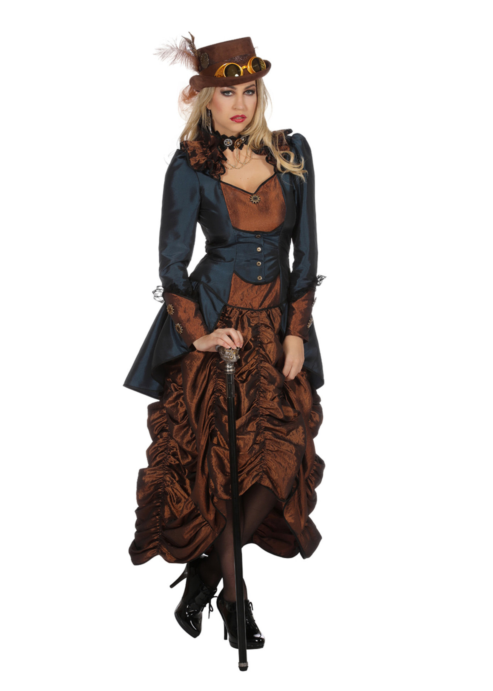 Maak leven Een deel rots Jurk Steampunk Blue | Feestkleding Breda - FeestkledingBreda.nl