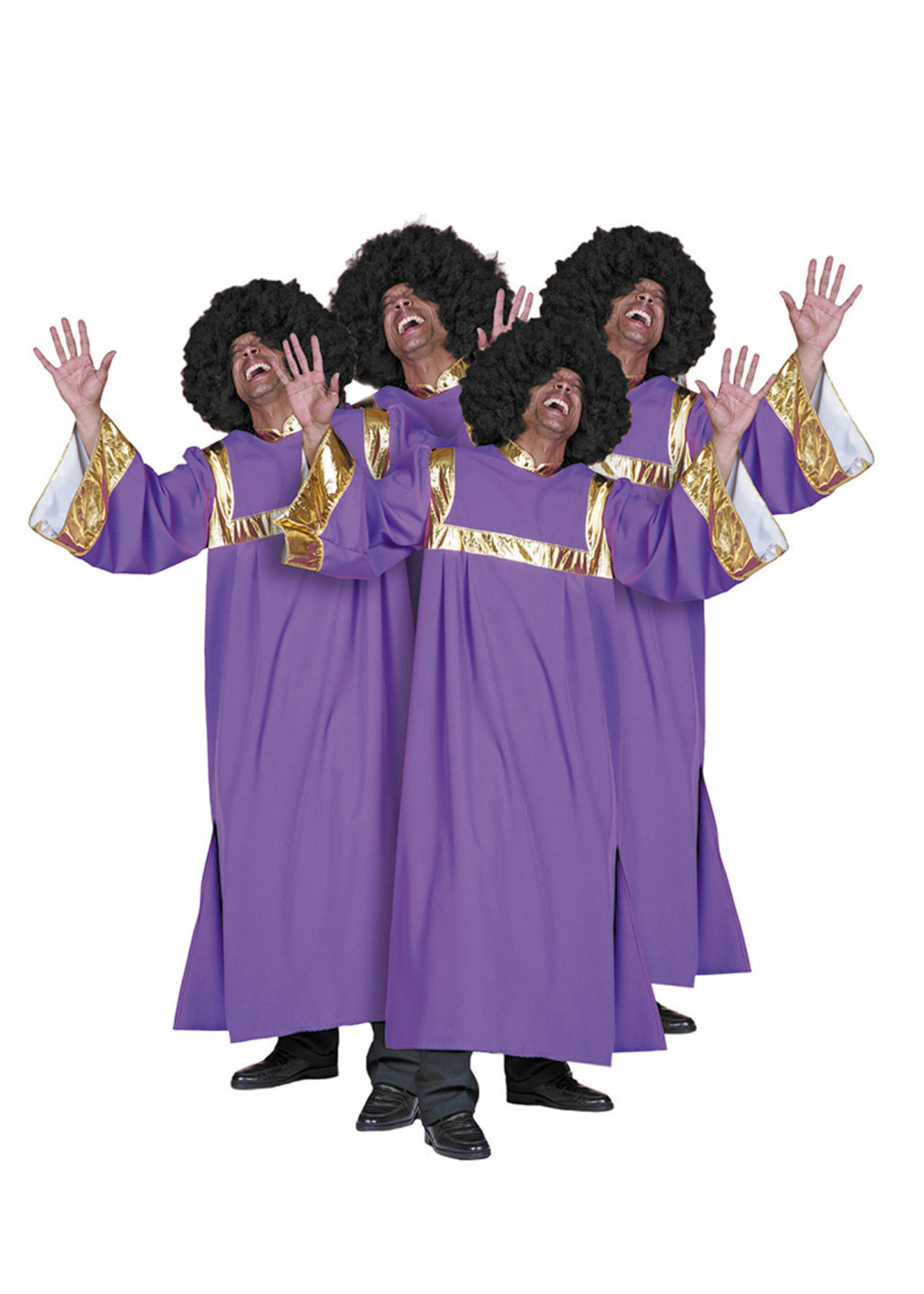 Feestkleding Breda Gospeljurk paars/goud unisex.