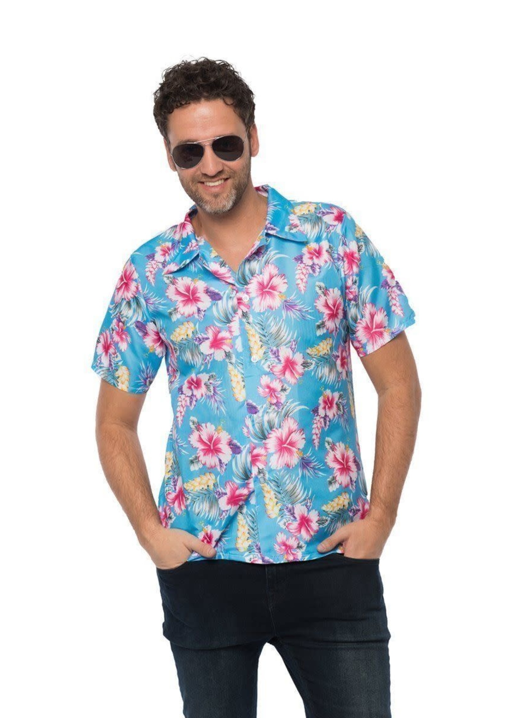 Feestkleding Breda Hawaii shirt Deluxe blauw