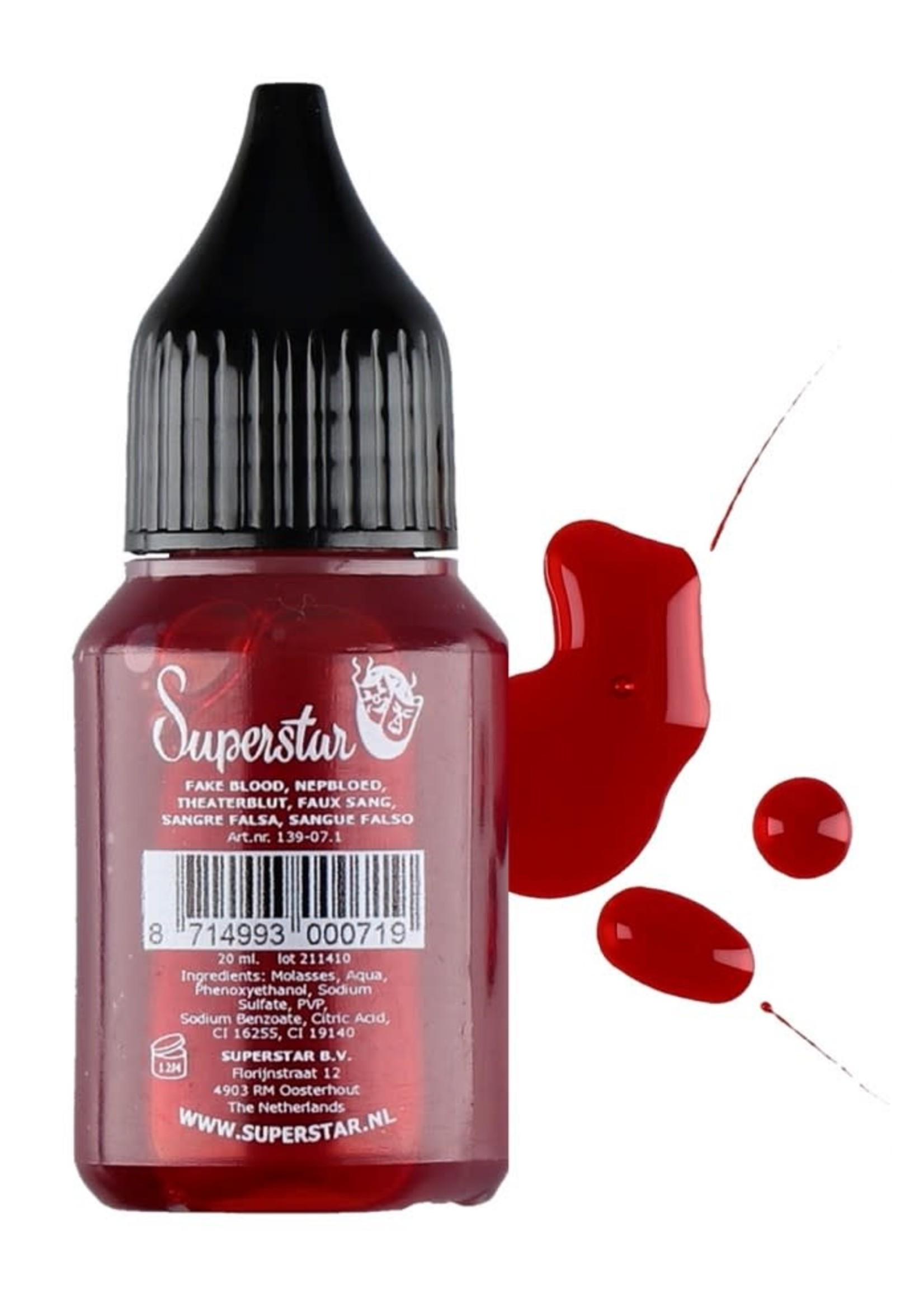 Feestkleding Breda Superstar kunstbloed hel rood dik stollend 20 ml