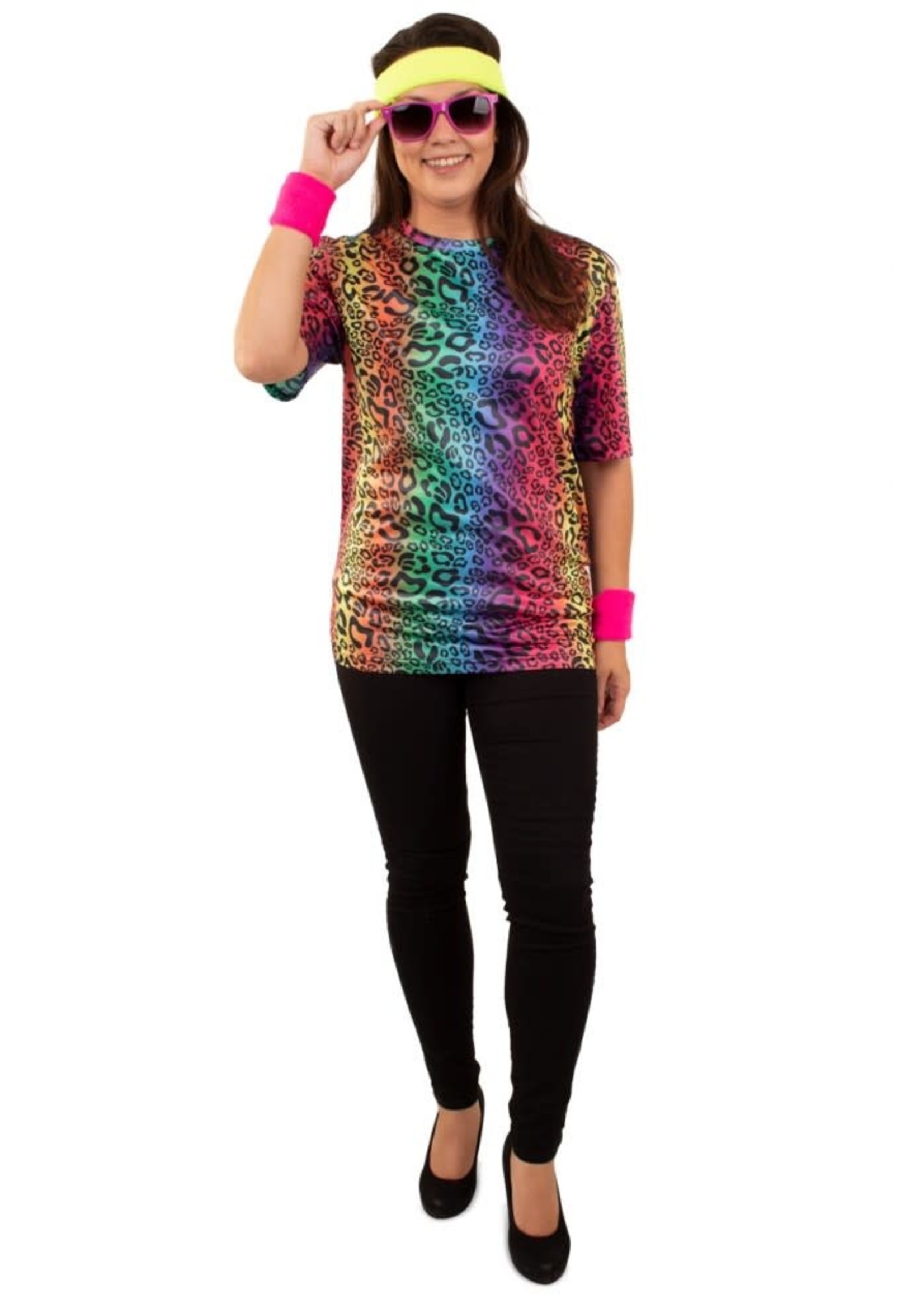 Feestkleding Breda T-shirt neon panter unisex