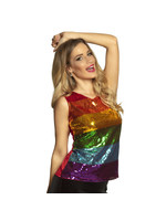 Boland Top Pailletten regenboog
