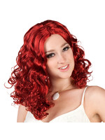 Feestkleding Breda Pruik celeste rood/bruin
