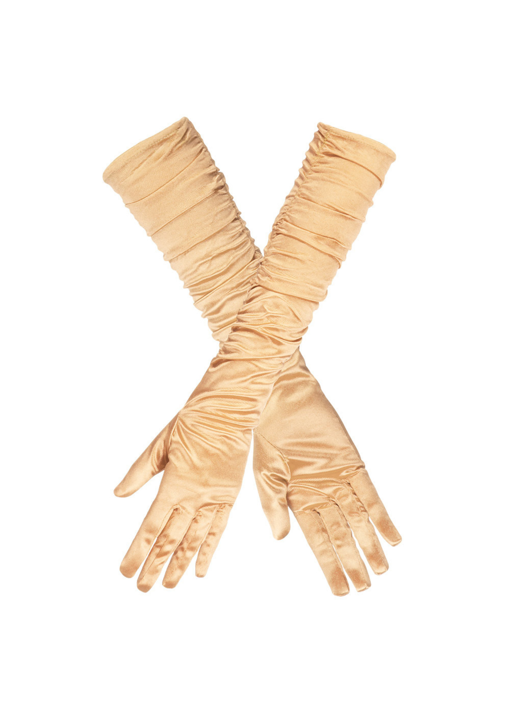 Feestkleding Breda Handschoenen elleboog lang goud