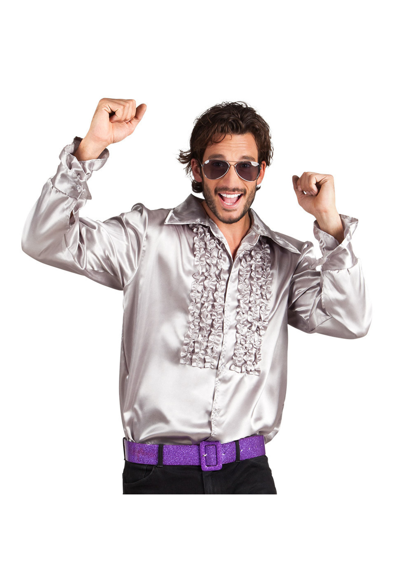 Feestkleding Breda Disco blouse zilver