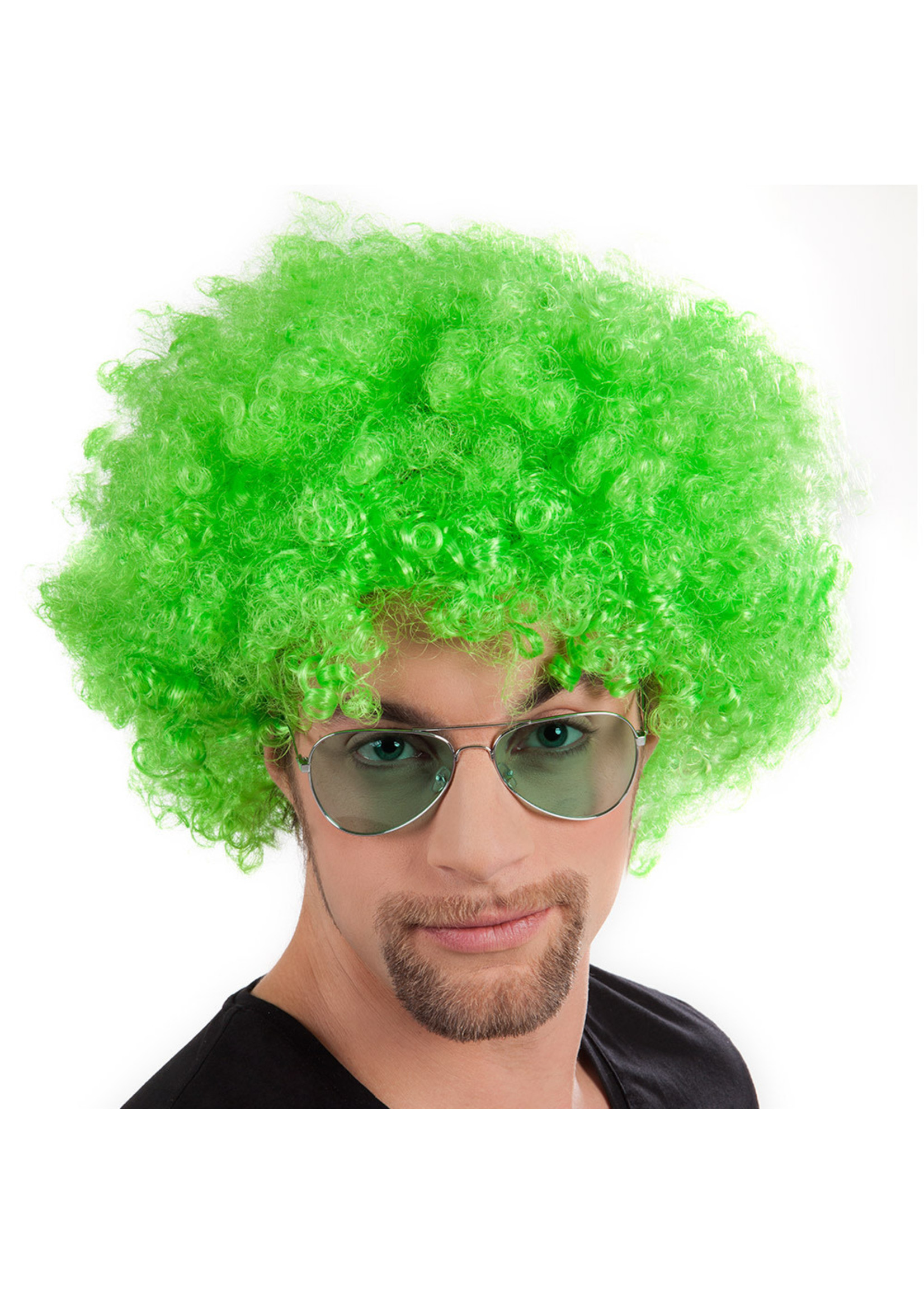 Feestkleding Breda Pruik afro groen