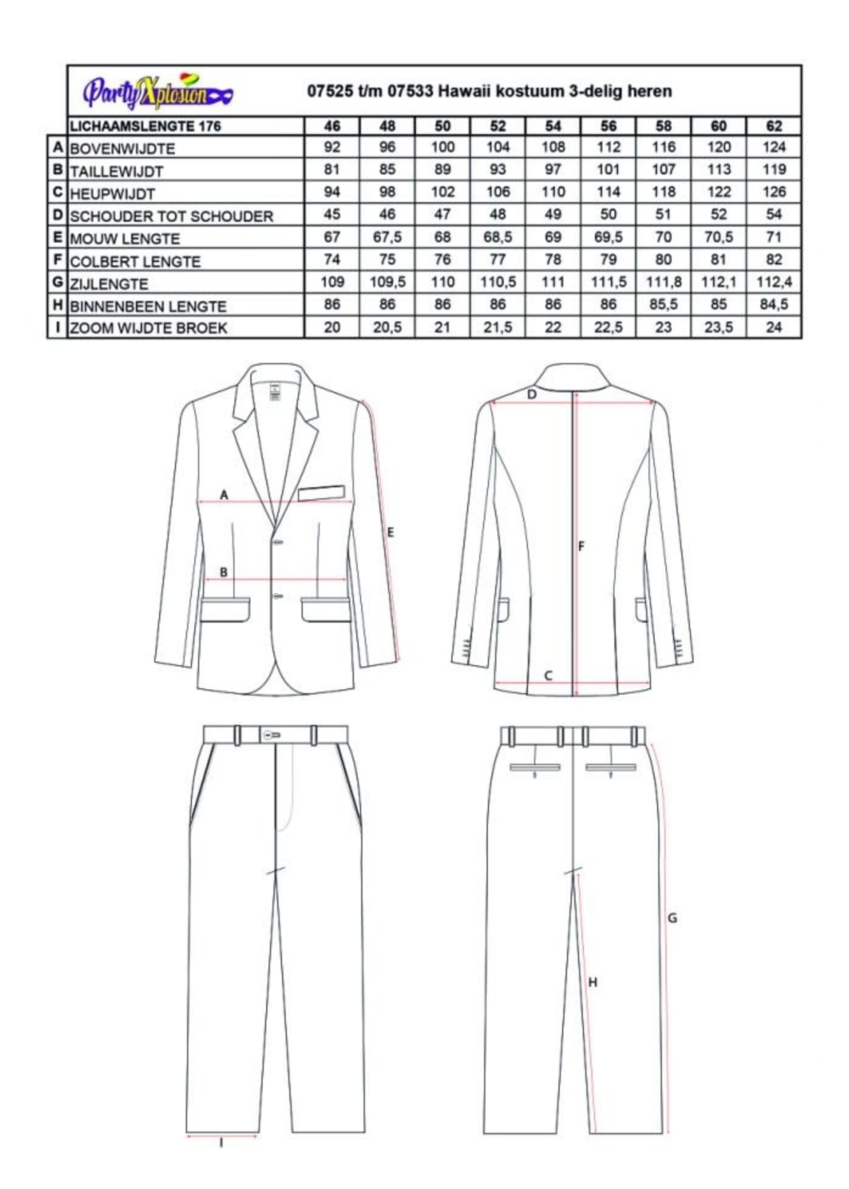 Feestkleding Breda Hawaii kostuum 3-delig heren