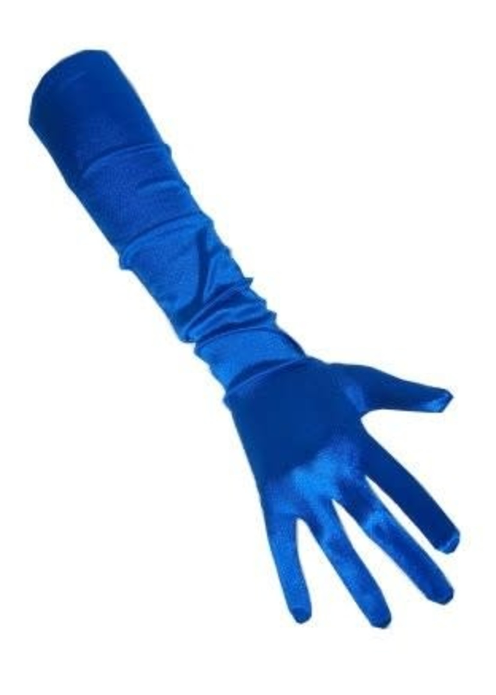 Feestkleding Breda Handschoenen satijn blauw lang