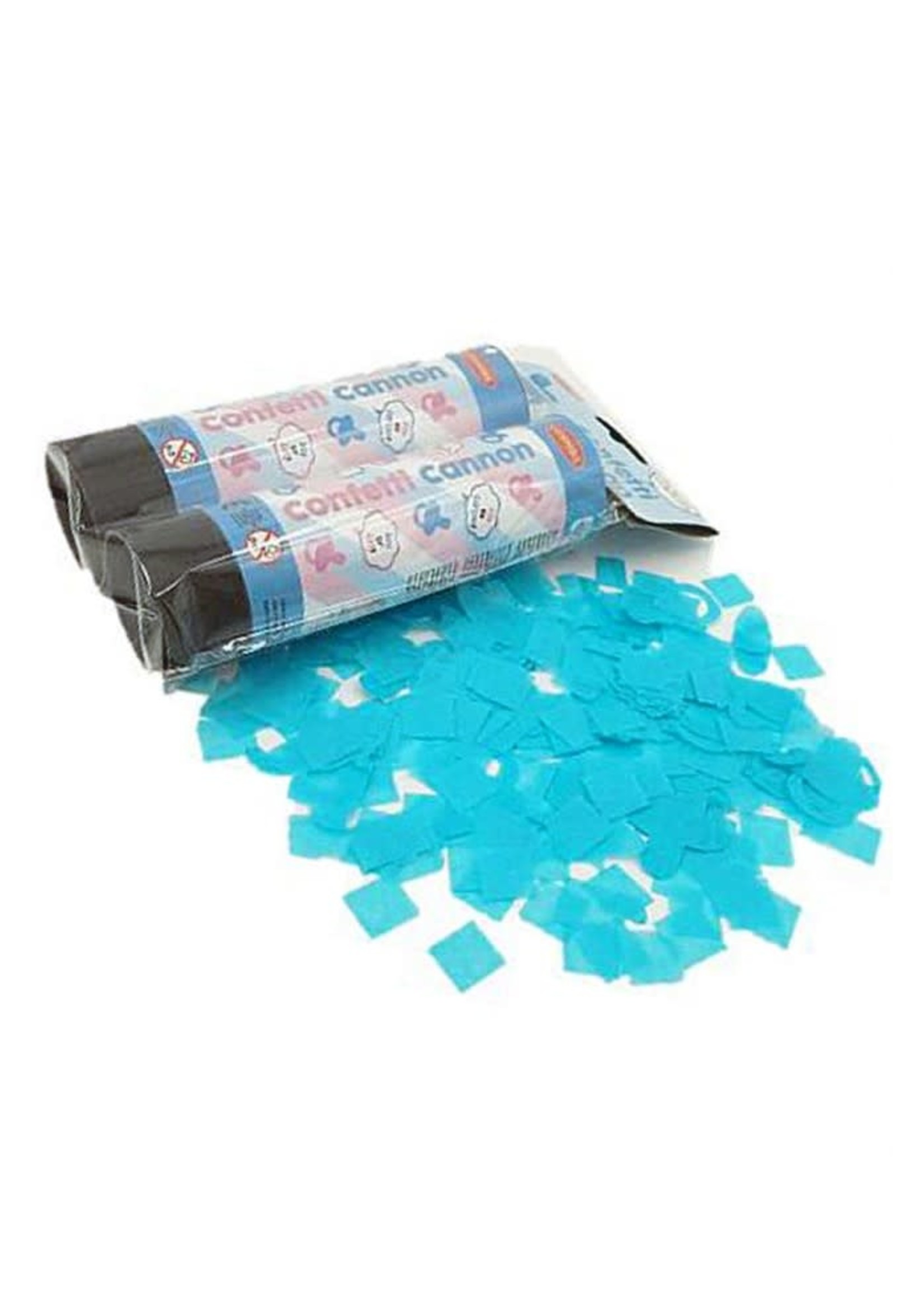 Feestkleding Breda Confetti shooter 15 cm x 2 Gender reveal blauw