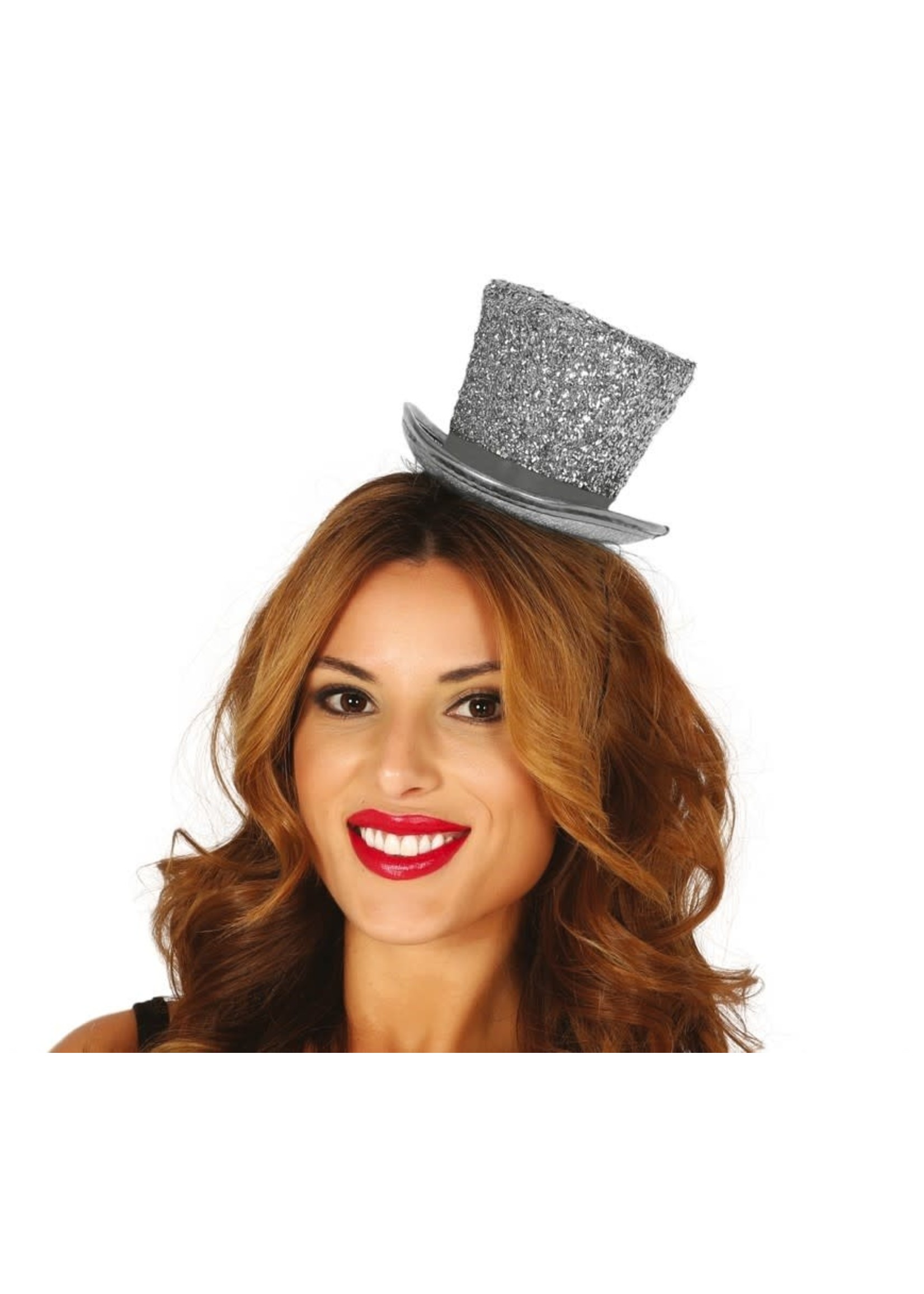 Fiestas Guirca Hoge hoed mini zilver