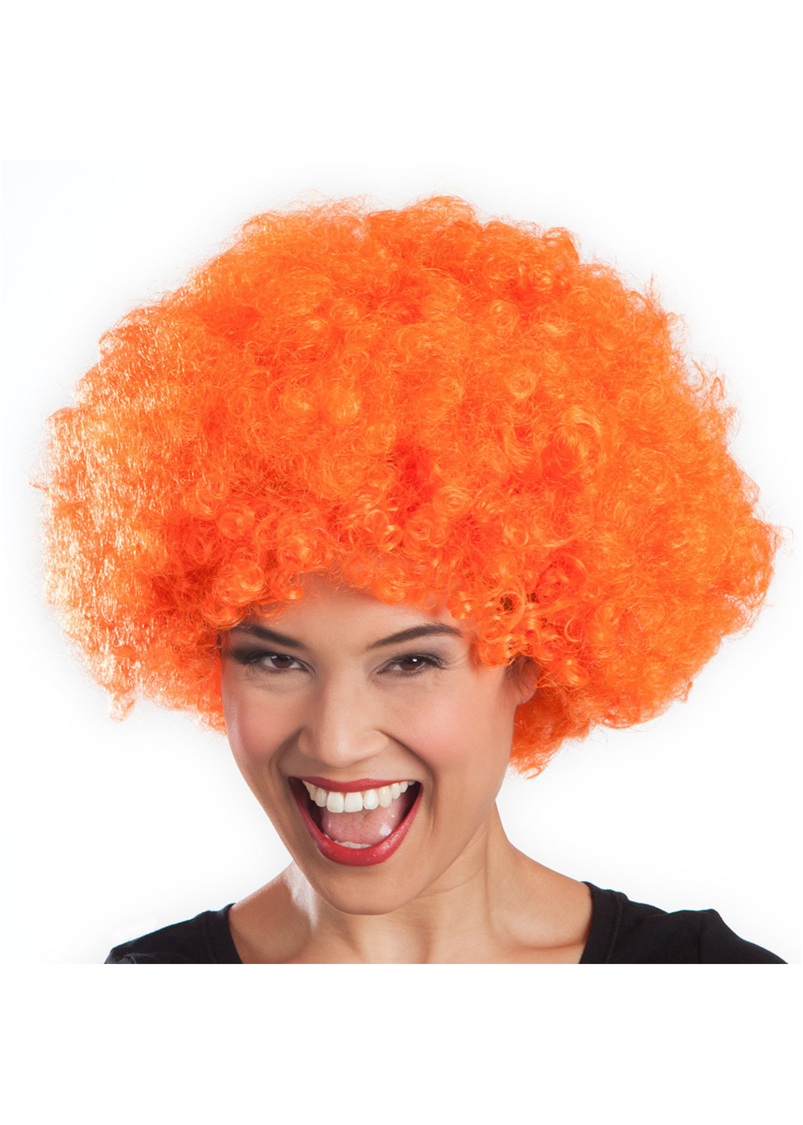 Feestkleding Breda Pruik afro Oranje