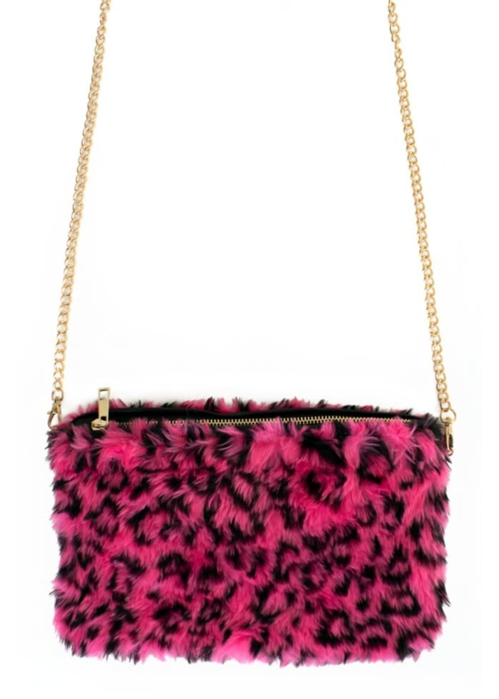 Feestkleding Breda Tas panter roze bont